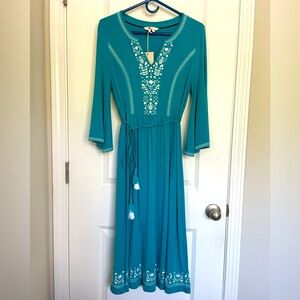 Boden boho embroidered midi dress US size 4